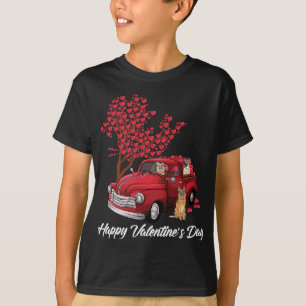 T-shirt Red Truck Happy Valentines Day German Shepherd chi