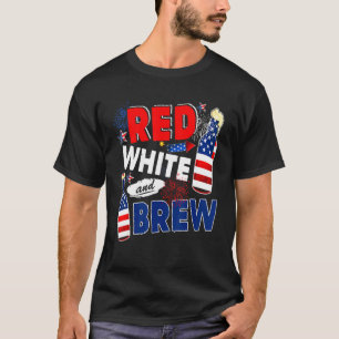 T-shirt Red White And Brew  Drinking Beer  4th Of July