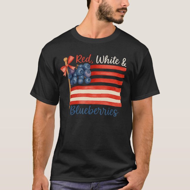 T-shirt Red White Blueberries American Flag PNG Blueberry  (Devant)
