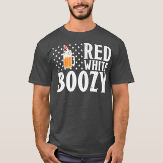 T-shirt Red White Boozy Beer Drinking American Flag