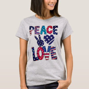 T-shirt Red White et Blue Peace Love