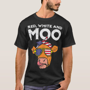 T-shirt Red White et Moo Patriotique Cow USA Drapeau Funny