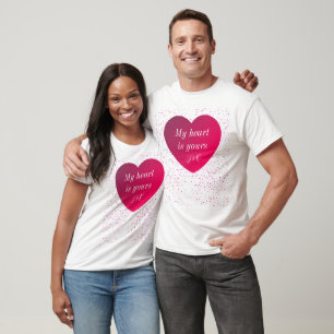 T-shirt Red White Heart Moderne Valentines Day Hommes T-sh