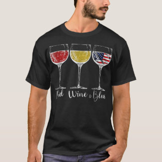 T-shirt Red Wine And Blue Glasses, USA US United States Fl