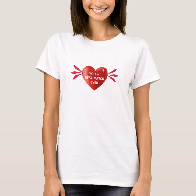 T-shirt Red Winging Heart Meilleur Match & Forever Love (Devant)