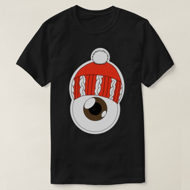 T-shirt Red Winter Casquette Eyeball Brown Iris (Design devant)