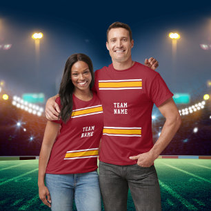 T-shirt Red Yellow White Sports Jersey Nom de l'équipe Uni