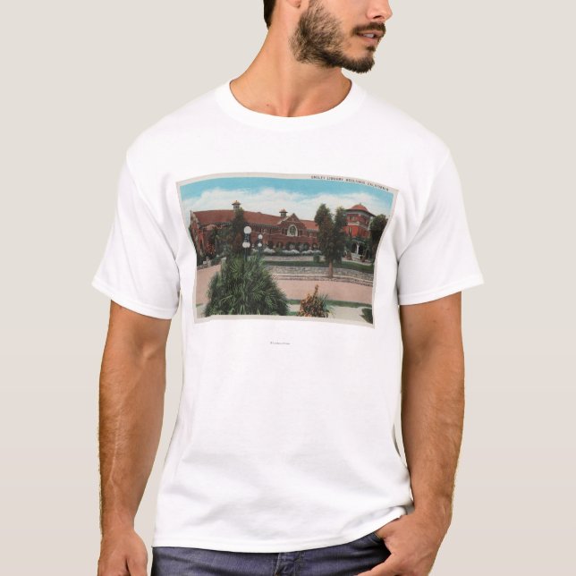 T-shirt Redlands, CA - vue de bibliothèque souriante (Devant)