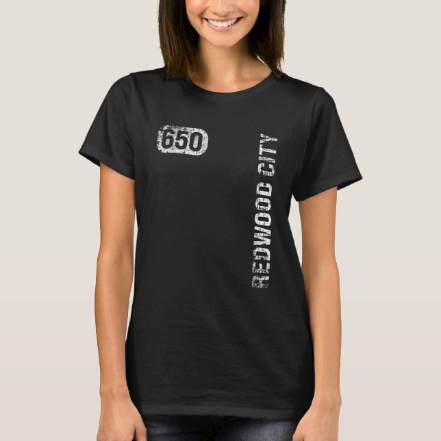 T-shirt Redwood City California 650 Indicatif régional Ret (Devant)