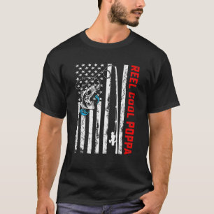 T-shirt Reel Cool Papa Américain Drapeau Pêche Anniversair