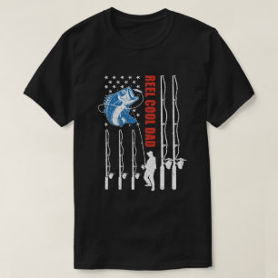 T-shirt Reel Cool Papa Américain Drapeau Pêche Poisson P