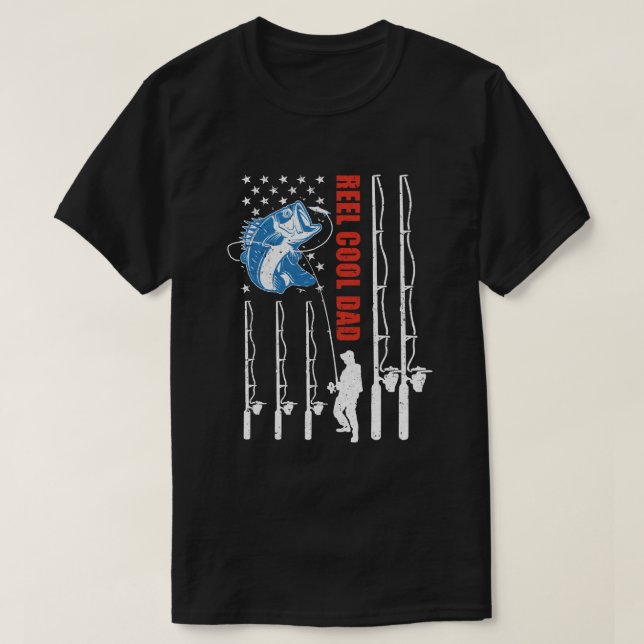 T-shirt Reel Cool Papa Américain Drapeau Pêche Poisson Pèr (Design devant)
