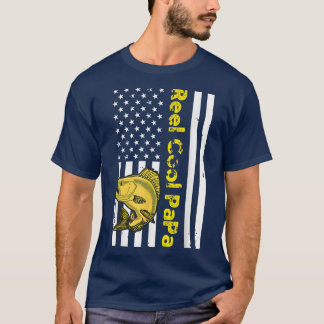 T-shirt Reel Cool Papa American Flag Fête des pères Pêche 