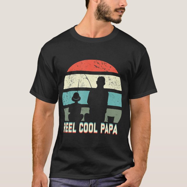 T-shirt reel cool papa papa papa pêchman papa fête des pèr (Devant)