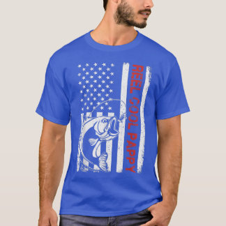 T-shirt Reel Cool Pappy USA Drapeau Fête des pères de pêch