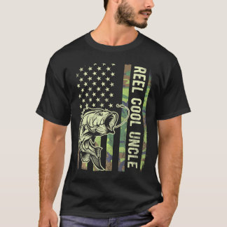 T-shirt Reel Cool Uncle Camouflage Drapeau Américain Funny