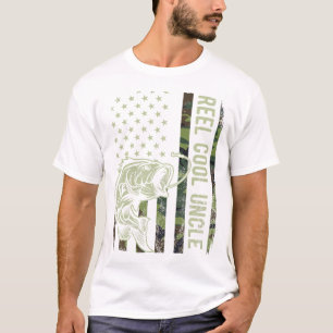 T-shirt Reel Cool Uncle Camouflage Drapeau Américain Funny