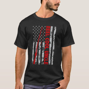T-shirt Reel cool Uncle Fishing American Flag papa cadeau 