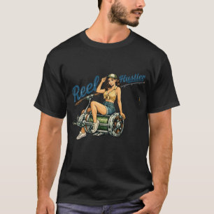 T-shirt Reel Hustler Rétro Pin-Up Pêche   Poisson Drôle