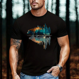 T-shirt Reflet des arbres faune nature ours animal 