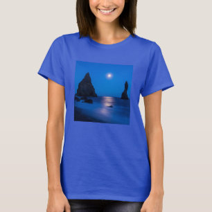 T-shirt Reflet du lever de lune   Islande, Reynisdrangur
