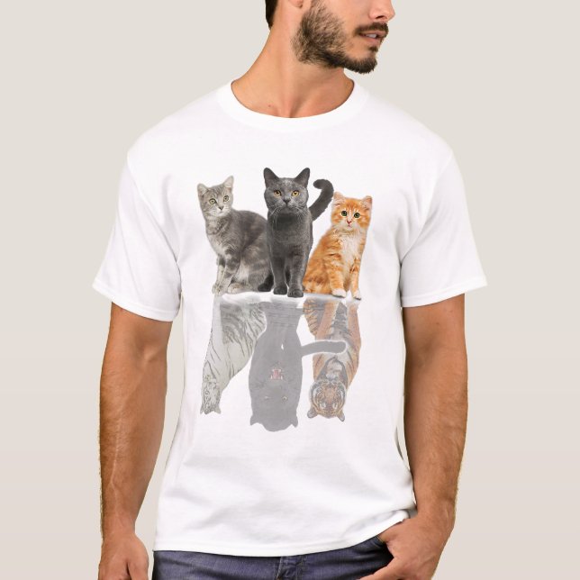 T-shirt Réflexion de chats Miroir Puma Cheetah Tiger Funny (Devant)