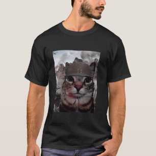 T-shirt Regard à Mille Yards Soldat Drôle Chat Mème en Bat