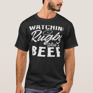 T-shirt Regarder Le Rugby Avec Un Rugby À Bière