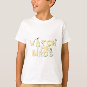 T-shirt regardez les oiseaux texte jaune mignon