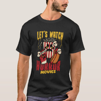 T-shirt Regardons des films d'horreur Nourriture drôle rét