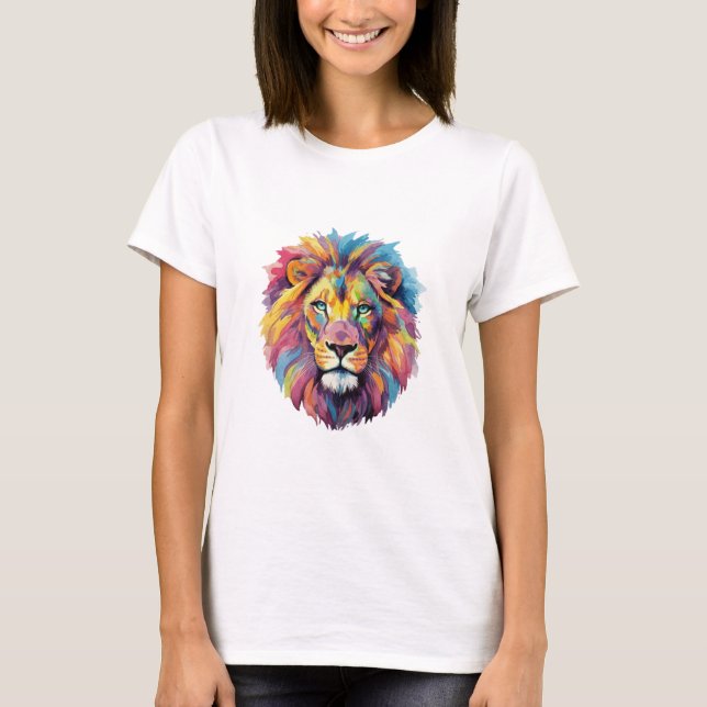 T-shirt Regenbogen Wolf Aquarell Portrait (Devant)
