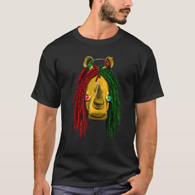 T-shirt Reggae  Cool Rhino  Dreadlocks  Dreadlocks  Rasta  (Devant)