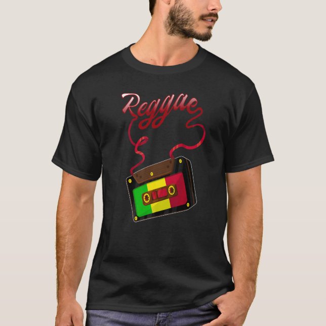 T-shirt Reggae Music Retro Cassette Tape Jamaica Rasta Reg (Devant)