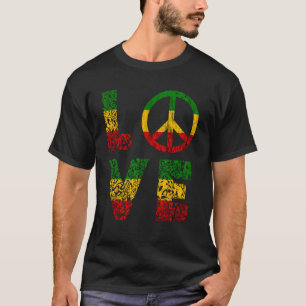 T-shirt Reggae Peace Love Hippie Rasta Reggae Musique Jama