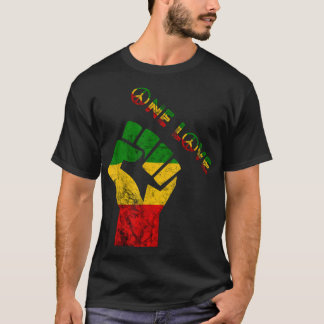 T-shirt Reggae Poing Rasta Reggae Musique One Love Jamaica