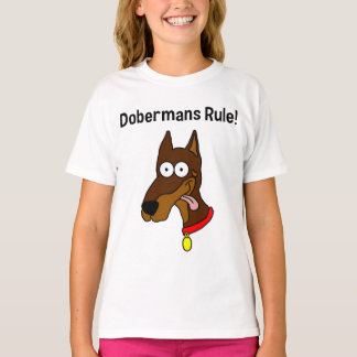 T-shirt "Règle de dobermann !" Sonnerie rouge T de filles