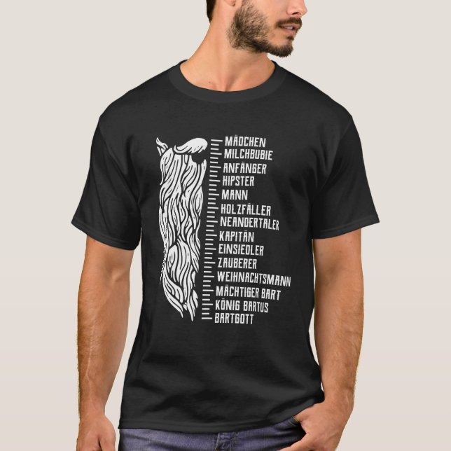 T-shirt Règle de l'échelle de la barbe (Devant)