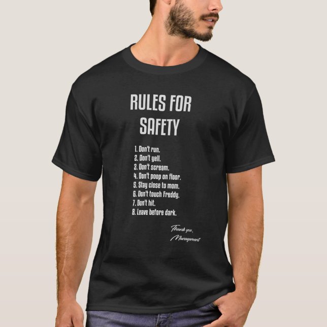 T-shirt Règles de sécurité des jeux FNAF (Devant)
