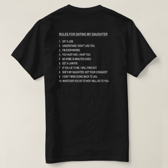 T-SHIRT RÈGLES POUR DATER MA FILLE (Design dos)