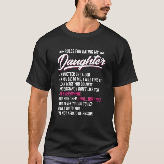 T-shirt Règles pour Dater Mon Père Ma Fille Humour (Devant)