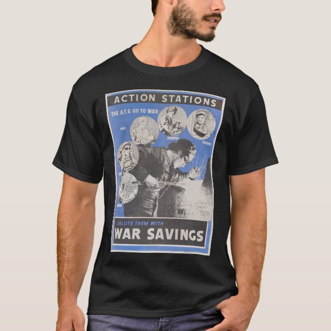 T-shirt Réimpression de l'affiche britannique de guerre. (Devant)