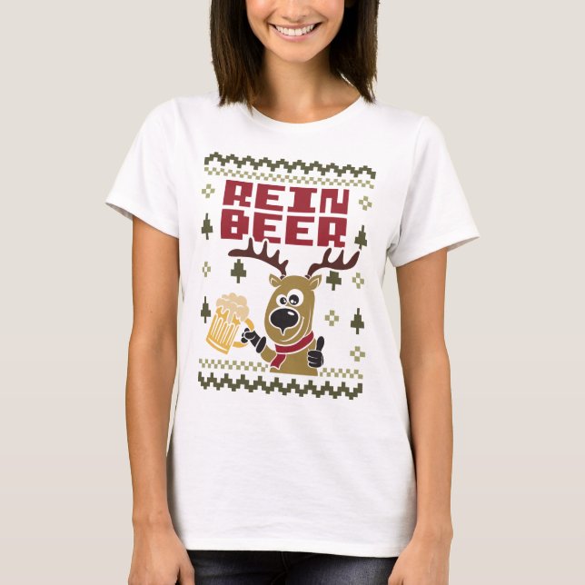 T-shirt Rein Beer Funny Reindee Noël laid (Devant)
