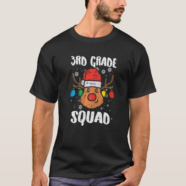 T-shirt Reindeer 3e année Enseignant Squad Noël Jour de (Devant)
