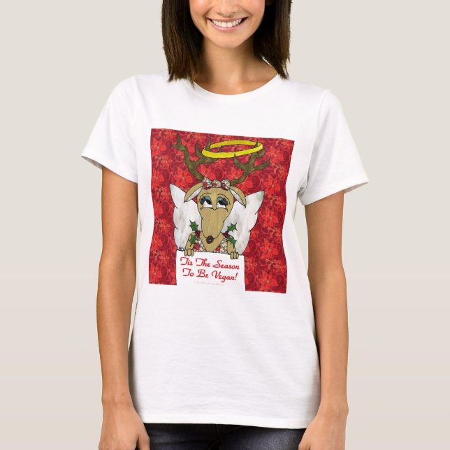 T-shirt Reindeer Angel C'est la saison d'être Vegan (Devant)
