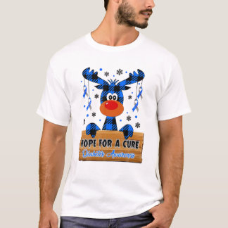 T-shirt Reindeer Blue Hope For Cure Diabetes Awareness C