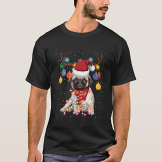 T-shirt Reindeer Carlin Chien Lumières de Noël Funny Noël