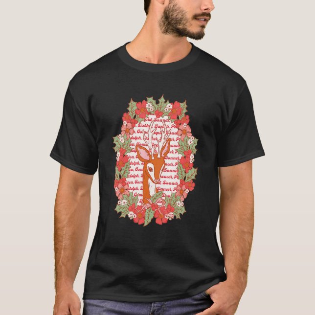 T-shirt Reindeer Crest Retro Xmas Merry Christmas Santa Cl (Devant)