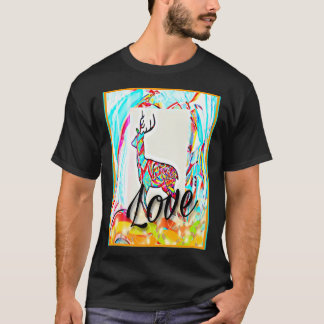 T-shirt Reindeer de Noël. Amour. Art numérique.