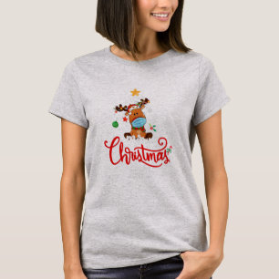 T-shirt Reindeer Face Mask Quarantine Christmas 2021 Tree