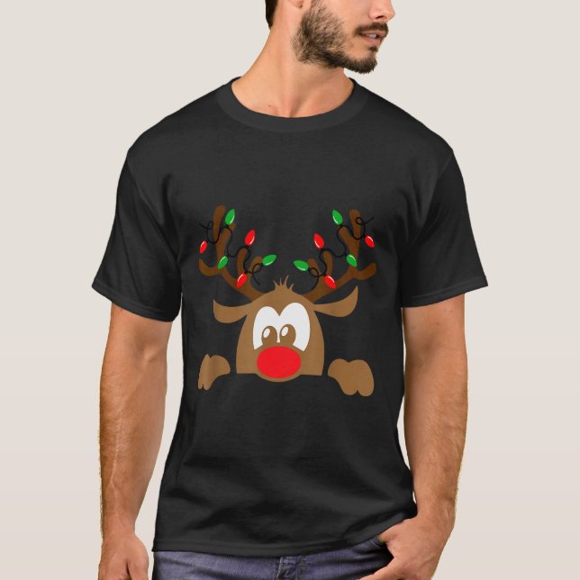 T-shirt Reindeer Face Matching Family Christmas Deer Girl  (Devant)